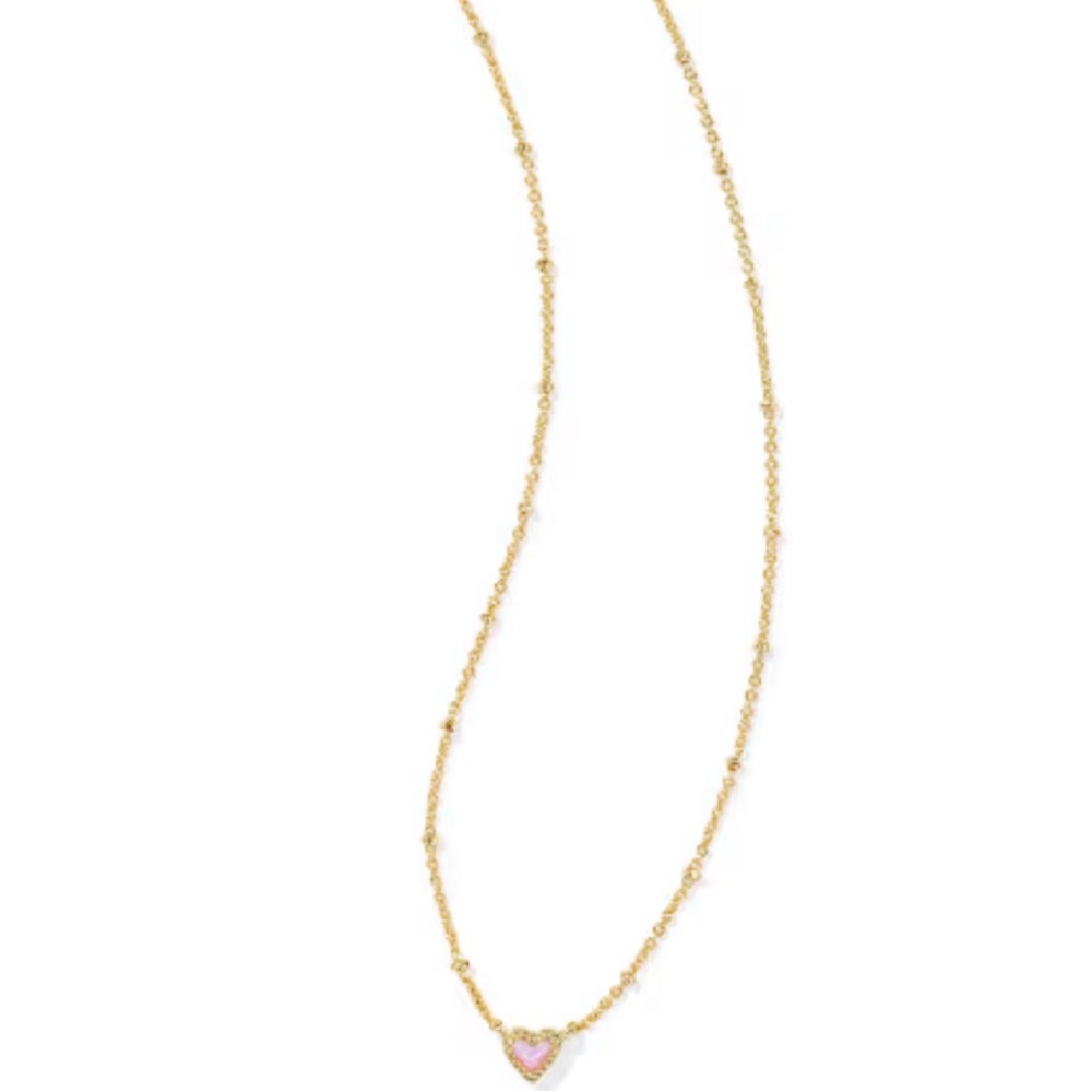 Kendra Scott Pink Mini Ari Heart Necklace